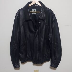 Alfani Black Leather Bomber Jacket